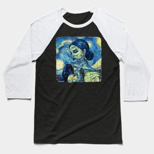 Woman in saree Van Gogh Style Baseball T-Shirt